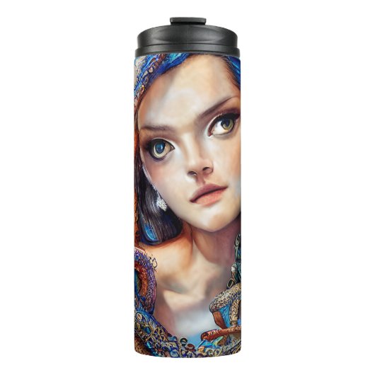 Aangepaste naam Mystic Blue Octopus | Fantasy Godd Thermosbeker (Voorkant)