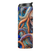 Aangepaste naam Mystic Blue Octopus | Fantasy Godd Thermosbeker (Gedraaid links)