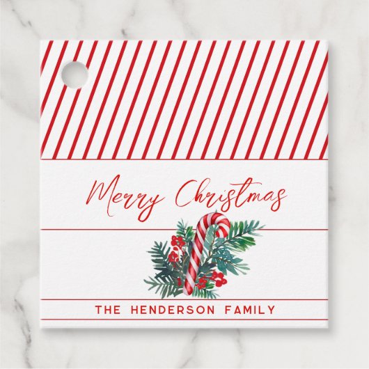 Aangepaste naam naar & van | Candy Cane Christmas Bedankjes Labels (Voorkant)