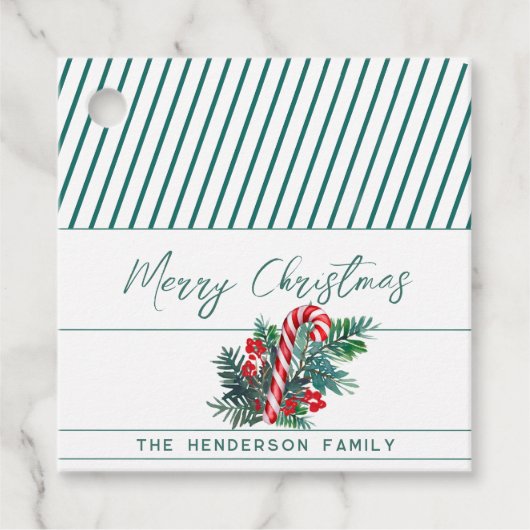 Aangepaste naam naar & van | Candy Cane Christmas Bedankjes Labels (Voorkant)