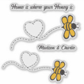 Aangepaste naam (namen) & tekst Happy Love Bees Sticker (Voorkant)