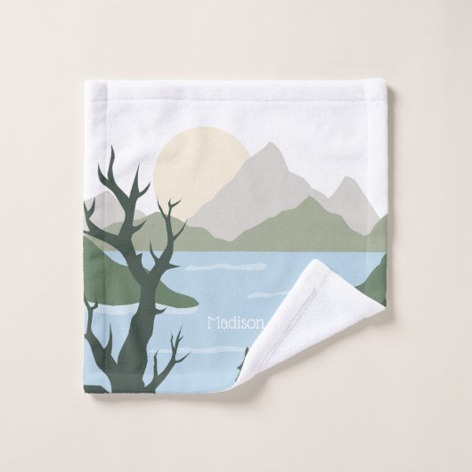 Aangepaste naam Natuur Illustratie Bad Handdoek (Wasdoekje)
