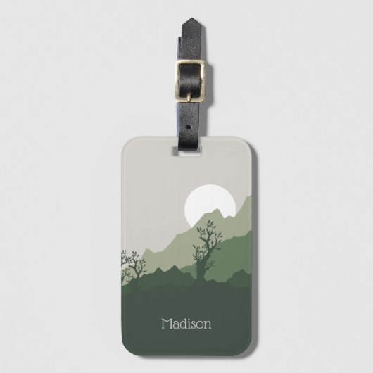 Aangepaste naam Natuur Illustratie Bagagelabel (Voorkant (verticaal))