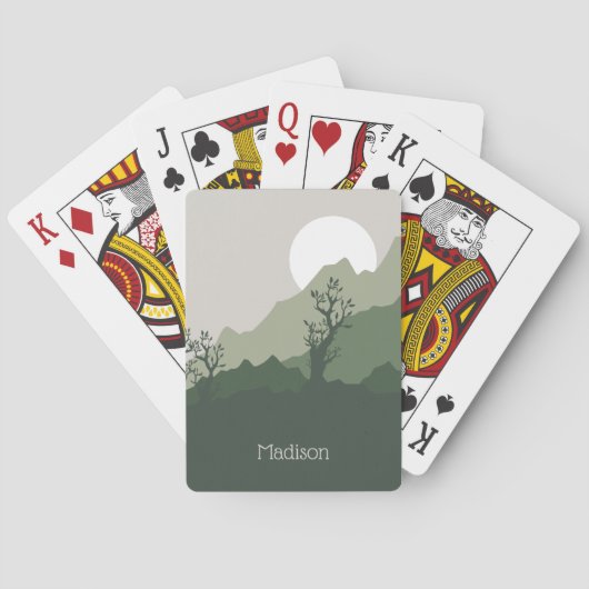 Aangepaste naam Natuur Illustratie Pokerkaarten (Achterkant)