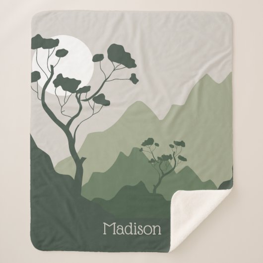Aangepaste naam Natuur Illustratie Sherpa Deken (Voorkant)