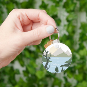 Aangepaste naam Natuur Illustratie Sleutelhanger
