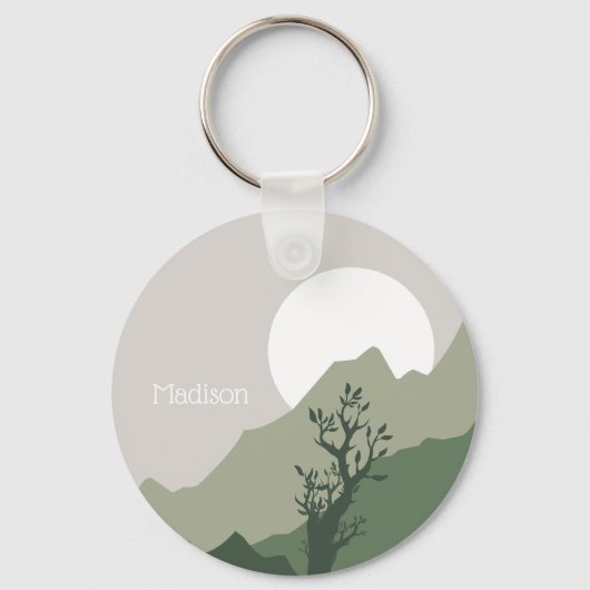 Aangepaste naam Natuur Illustratie Sleutelhanger (Voorkant)