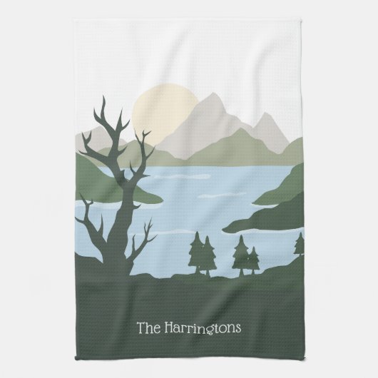 Aangepaste naam Natuur Illustratie Theedoek (Verticaal)