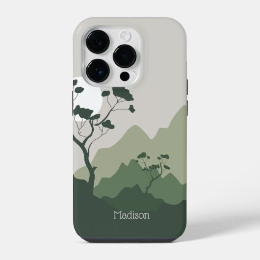 Aangepaste naam natuurillustratie iPhone hoesje (Achterkant)