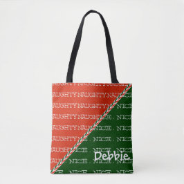 Aangepaste naam Naughty of Nice Tote Bag