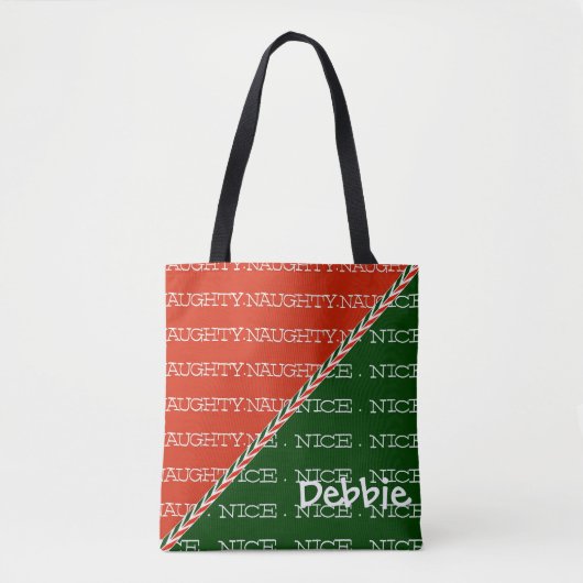 Aangepaste naam Naughty of Nice Tote Bag (Voorkant)