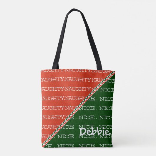 Aangepaste naam Naughty of Nice Tote Bag (Achterkant)