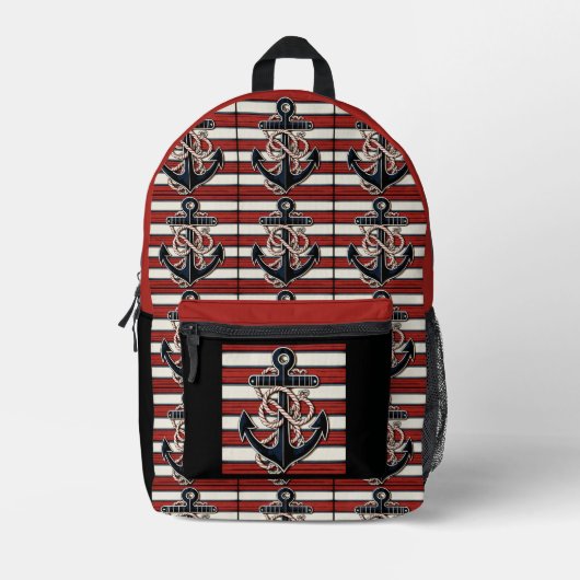 Aangepaste naam Nautical Anchor Bedrukte Rugzak (Voorkant)