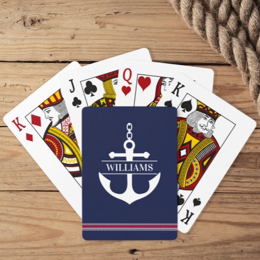 Aangepaste naam Nautical Anchor Pokerkaarten