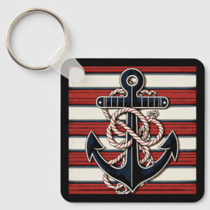Aangepaste naam Nautical Anchor Sleutelhanger