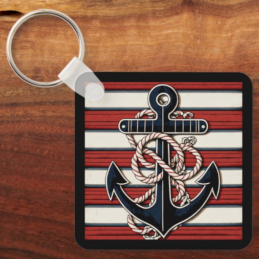 Aangepaste naam Nautical Anchor Sleutelhanger (Voorkant)