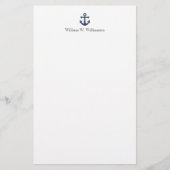 Aangepaste naam Nautical Blue Boat Anchor Briefpapier (Voorkant)