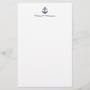 Aangepaste naam Nautical Blue Boat Anchor Briefpapier