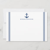 Aangepaste naam Nautical Boat Anchor Rope Stripe N Notitiekaartje (Voorkant)