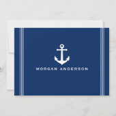 Aangepaste naam Nautical Boat Anchor Rope Stripe N Notitiekaartje (Achterkant)