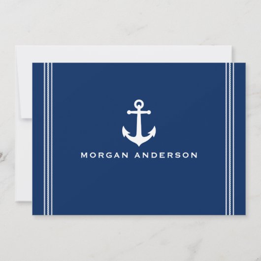 Aangepaste naam Nautical Boat Anchor Rope Stripe N Notitiekaartje (Achterkant)