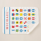 Aangepaste naam Nautical Flags Baby Boy Sherpa Bla Sherpa Deken (Voorkant (horizontaal))