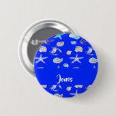 Aangepaste naam nautisch afdrukken op blauw ronde button 5,7 cm (Voorkant /achterkant)