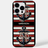 Aangepaste naam nautisch ankerpatroon Case-Mate iPhone case (Achterkant)