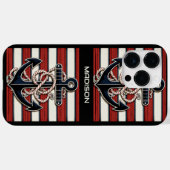 Aangepaste naam nautisch ankerpatroon Case-Mate iPhone case (Achterkant (horizontaal))
