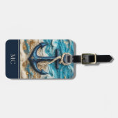 Aangepaste Naam Nautisch Ankerstrand Bagagelabel (Voorkant horizontaal)