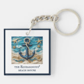 Aangepaste Naam Nautisch Ankerstrand Sleutelhanger (Achterkant)