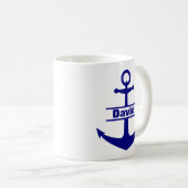 Aangepaste Naam Nautisch Blauw Anker Mok (Voorkant rechts)