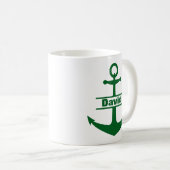 Aangepaste Naam Nautisch Groen Anker Mok (Voorkant rechts)