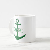 Aangepaste Naam Nautisch Groen Anker Mok (Voorkant links)