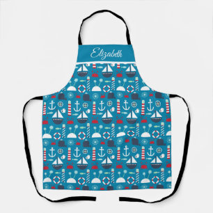 Aangepaste naam Nautische Symbolen Chef's Schort