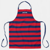 Aangepaste naam Navy and Red Striped Pattern Schort (Voorkant)