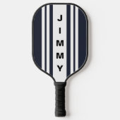 Aangepaste naam Navy Blauwe Strepen Pickleball Paddle (Voorkant)