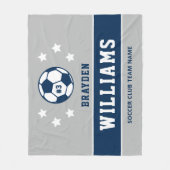Aangepaste naam Navy Blue en Grey Soccer Player Fleece Deken (Voorkant)
