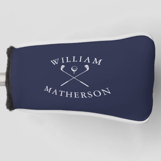 Aangepaste naam Navy Blue en witte golfclubs  Golfheadcover (Voorkant)