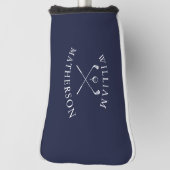 Aangepaste naam Navy Blue en witte golfclubs  Golfheadcover (Draai 90)