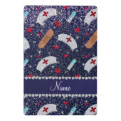 Aangepaste naam navy blue glitter verpleegster pet mini klembord (Achterkant)