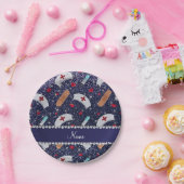 Aangepaste naam navy blue glitter verpleegster pet papieren bordje (Feest)