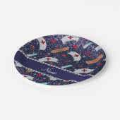 Aangepaste naam navy blue glitter verpleegster pet papieren bordje (Gekanteld)