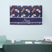 Aangepaste naam navy blue glitter verpleegster pet spandoek (Beurs)