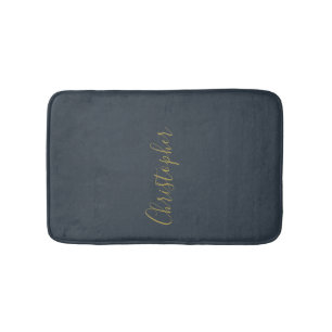 Aangepaste naam Navy Blue Goud Schrift Minimalisti Badmat