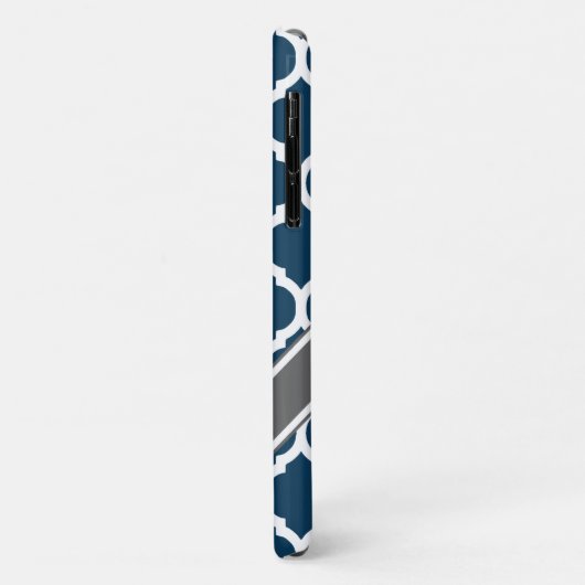 Aangepaste naam Navy Blue & Gray Lattice Case-Mate iPhone Case (Achterkant/links)
