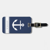 Aangepaste naam Navy Blue Nautilus Bagagelabel (Voorkant horizontaal)