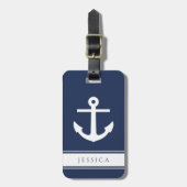 Aangepaste naam Navy Blue Nautilus Bagagelabel (Voorkant verticaal)