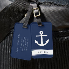 Aangepaste naam Navy Blue Nautilus Bagagelabel