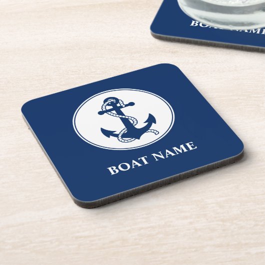 Aangepaste naam Navy Blue Onderzetter Cork Back (Linkerzijde)